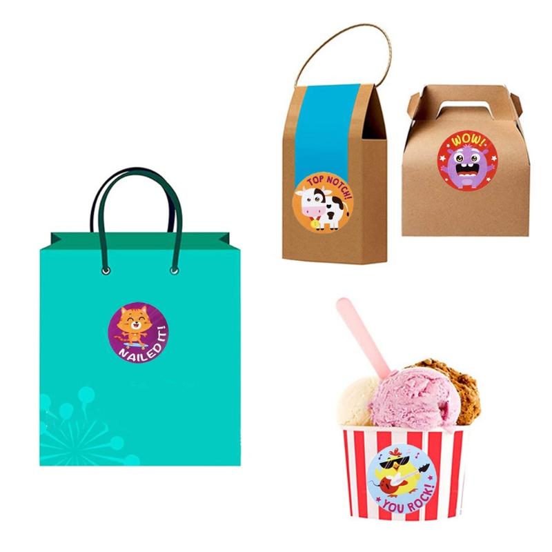 500Pcs/Roll Reward Stickers Cute Animal Student Motivation Encouragement Sticker