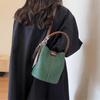 Stylish Women Bucket Tote Bag, Solid Woven Effect Handbag Shoulder Crossbody Bag,Adjustable And Detachable Shoulder Strap
