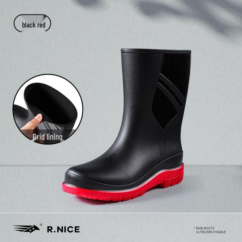 Men s Short Tube Non-Slip Rain Boots with Drawstring and Velvet Lining for Outdoor Use 43