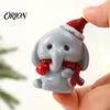 Holiday Gift for Animal Lovers Resin Cow/Elephant Figurines with Santa Hats, Christmas Ornaments, Ornaments Cute Desktop Decoration Home Party
