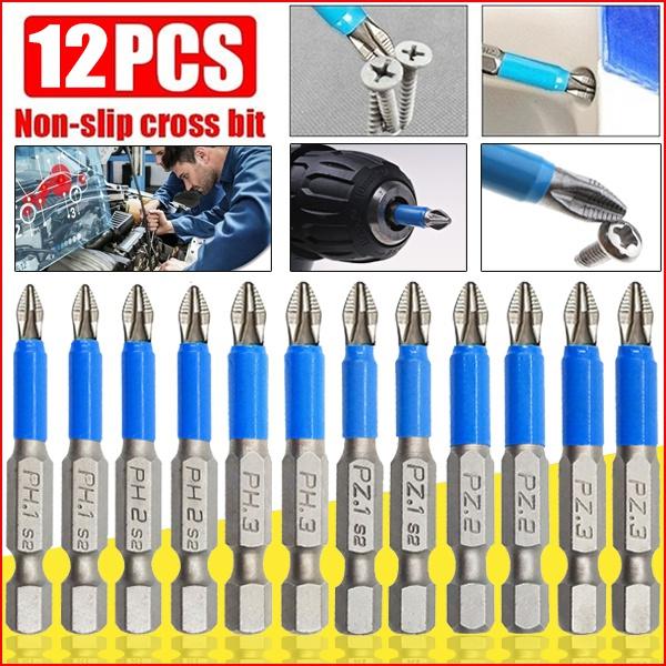karrychen 12pcs//Set 50mm Screwdriver Bit Set 1//4 Hex Shank Anti Slip Phillips Drills Tool