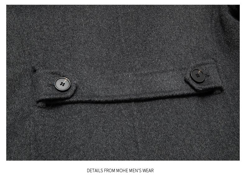 Men's Mid-Length High-End Woolen Trench Coat - Autumn/Winter Warmth