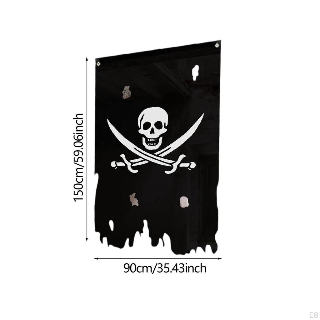 Piratflagga Trasig Vertikal Halloween-dekor Enkel Installation Kreativ Banner för Dörr