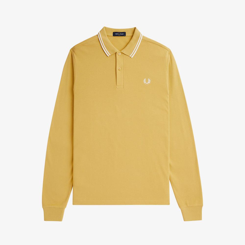 FRED PERRY [M3636] Long Sleeve Twin Tip Fred Perry Shirt - Honeycomb/Ecru Afpm2433636-W48