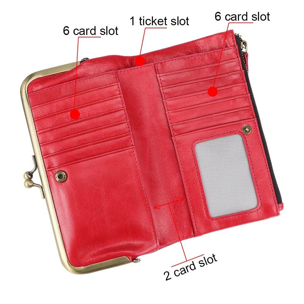 Royal Bagger Retro Long Wallet for Women Genuine Cow Leather Clutch Coin Purse Large Capacity Card Holder with Kiss Lock 1497