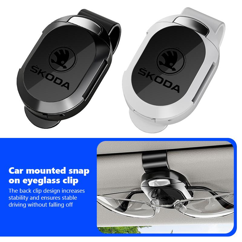 For Skoda Car Eyeglass Storage Holder Sun Visor Sunglasses Clip Interior Accessories Fabia 1 2 Octavia a7 RS Superb Rapid Yeti