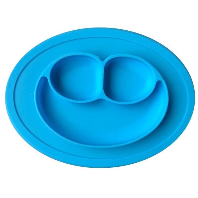 1Pcs Smiley Kids Feeding Plate Silicone Sucker Bowl Baby Infant Safe Dining Plate Cartoon Smile Face Children Dishes Tableware