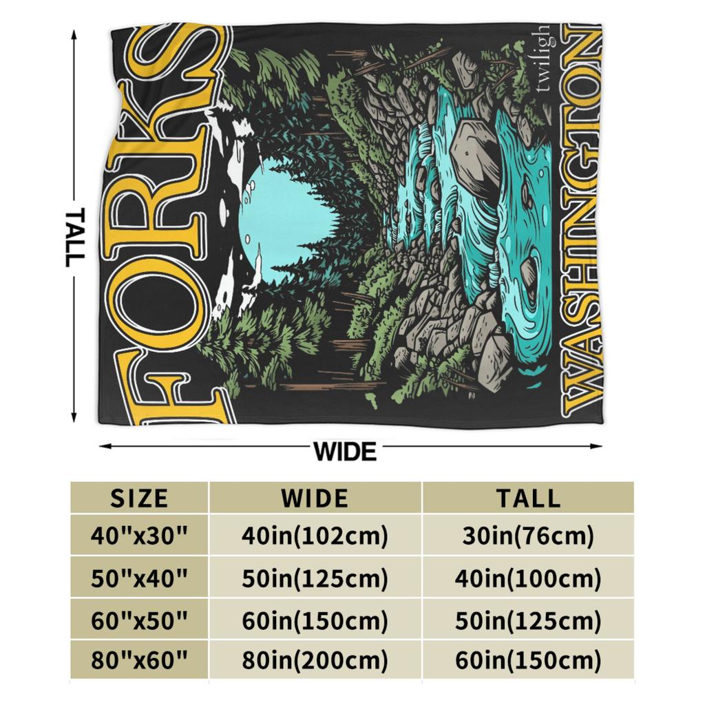 Twilight Forks Washington Vampires Welcome Blanket  For Couch Chair Sofa Bed Travel Office Flannel Bedspread Bed Cover