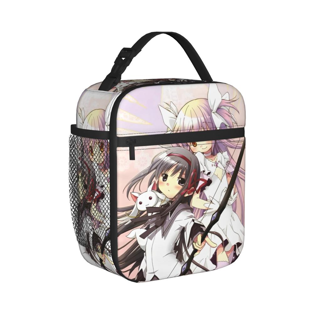 Puella Magi Insulated Lunch Bags High Capacity Homura Meal Container Cooler Bag Tote Lunch Box Beach Outdoor Food Storage Bags