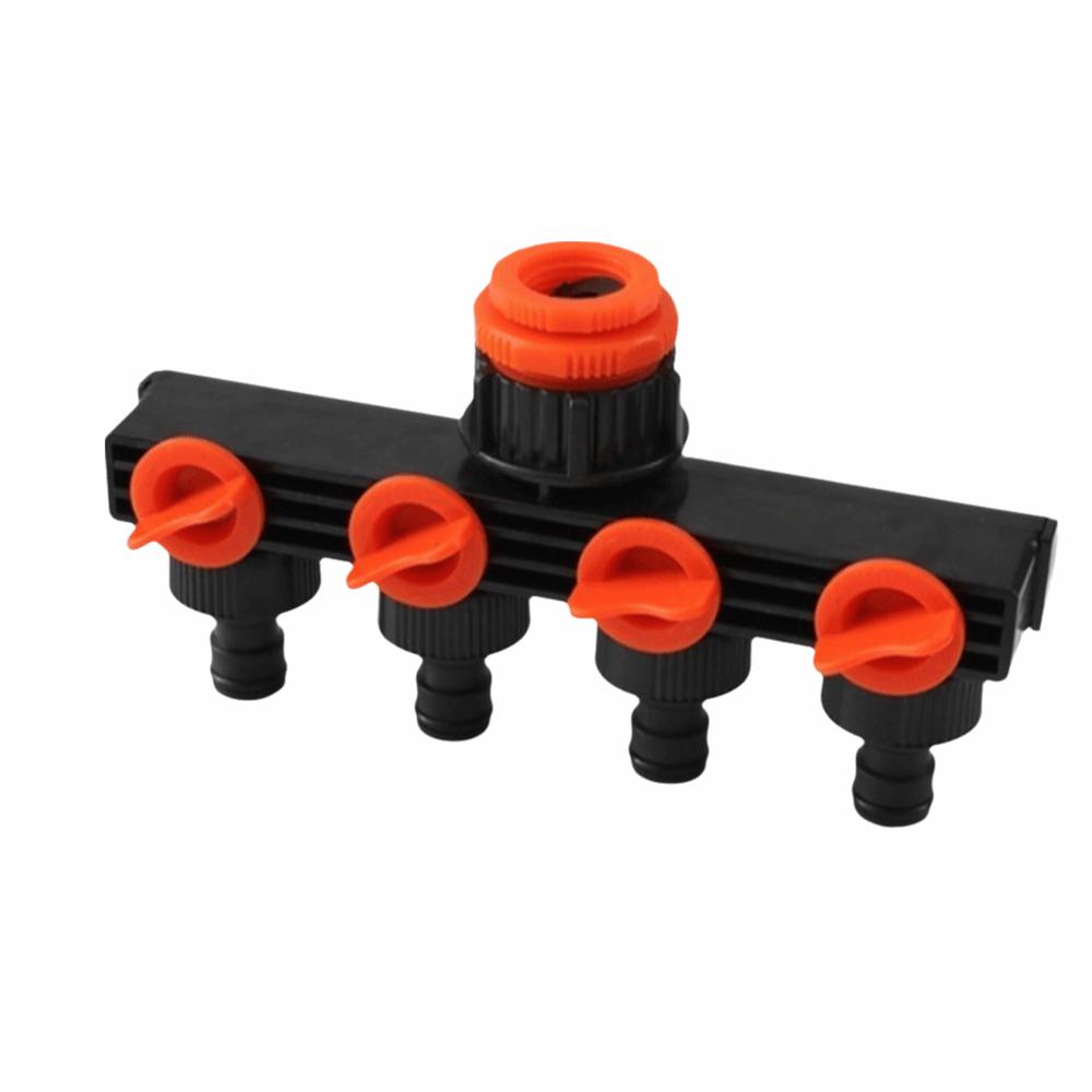 ABS Pipe Splitter,garden Hose Splitter Black and Red 4 Way Water Connector  Outdoor Patio Use