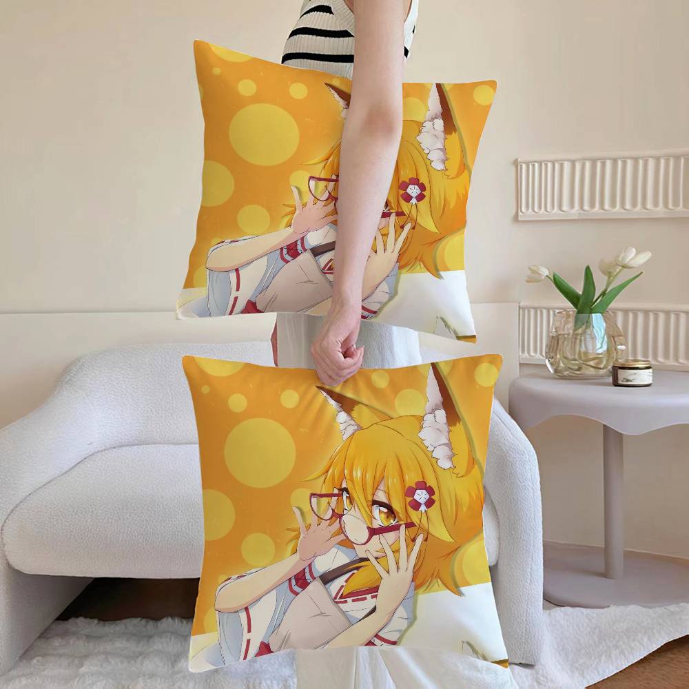 

The Helpful Fox Senko San Cartoon Pillow Case Antidustmite Pillowcase Invisible zipper silky Sofa cushion cover 30x30cm