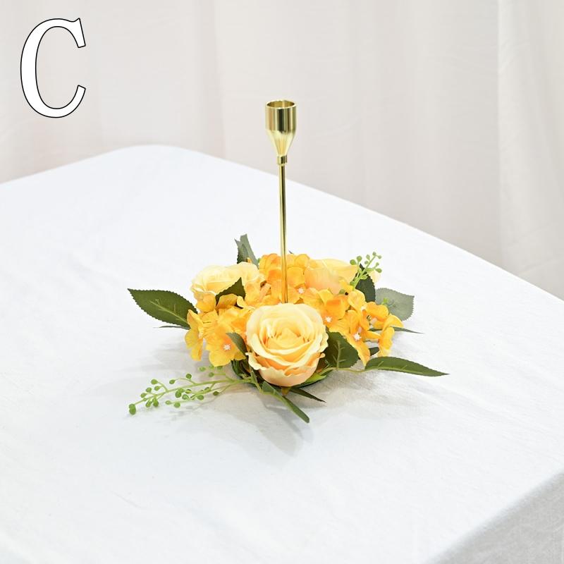 20CM Candle Rings Candlestick Wreath European Artificial Rose Wreath Christmas Decoration Window Props Table Wedding Arrangement