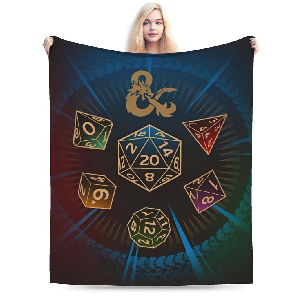 DND Flannel Throw Blanket Role-Playing Game Blankets for Bedding Outdoor Super Warm Bedroom Quilt