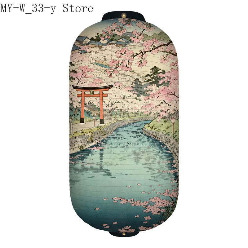 25x50cm Japanese-style Cherry Blossoms Cloth Lantern Ukiyo-e Traditional Printed Lantern Izakaya Cuisine Wedding Party Decor