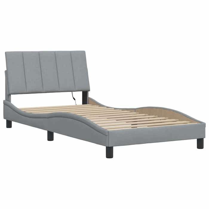 VidaXL Bed Frames Without Mattress Light Grey 100x200 Cm Fabric, Bed, Slatted Base, Fabric Bed, Bedroom Furniture, Bed 3310440