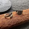 European & American Retro Rock Lava Ring: Hammered Texture, INS Style, Stainless Steel, Trendy Wide Band, Adjustable for Men.
