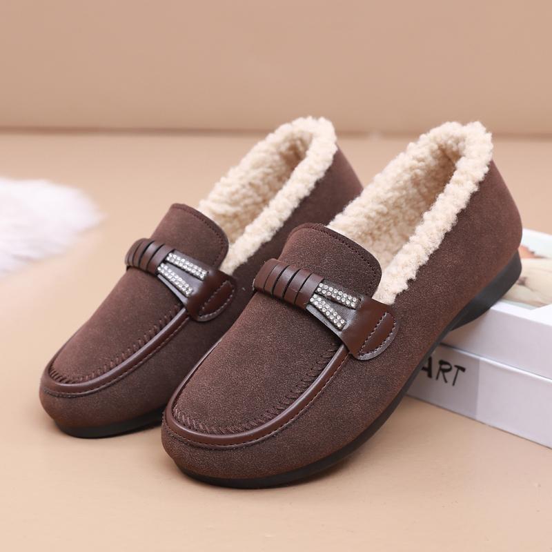 Winter Women's Fleece Lined Faux Leather Loafer Shoes With Thick Sole Outdoor  Shoes for Female Warm Fur Lined Flat Platform Shoes