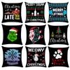 Black Theme Christmas Cushion Cover Funny Santa Christmas Hat Throw Pillow Cover Holiday Party Decorations