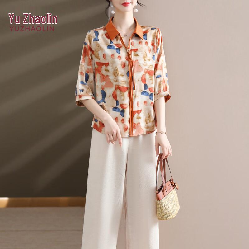 YUZHAOLIN Women s Floral 3/4 Sleeve Summer Blouse L