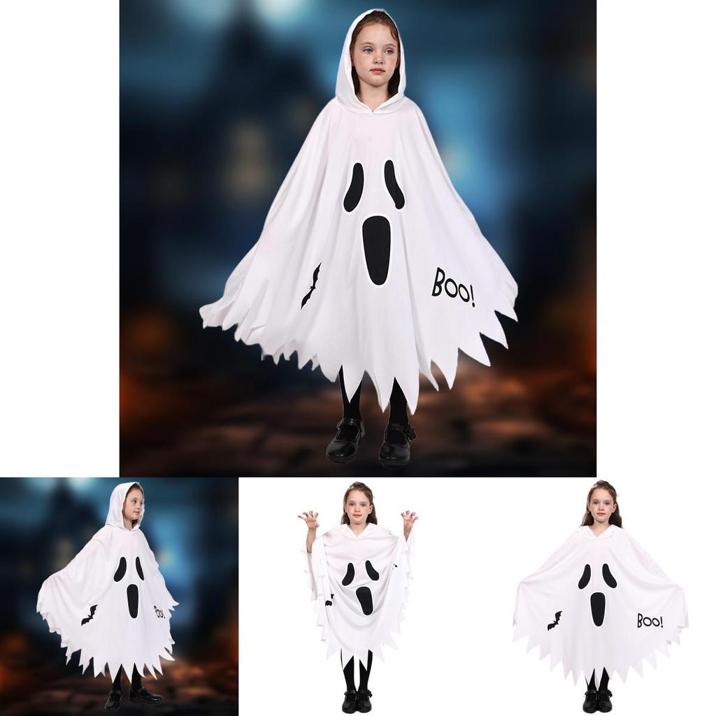 Children Ghost Skeleton Cape With Night Glow For Theater And Cosplay