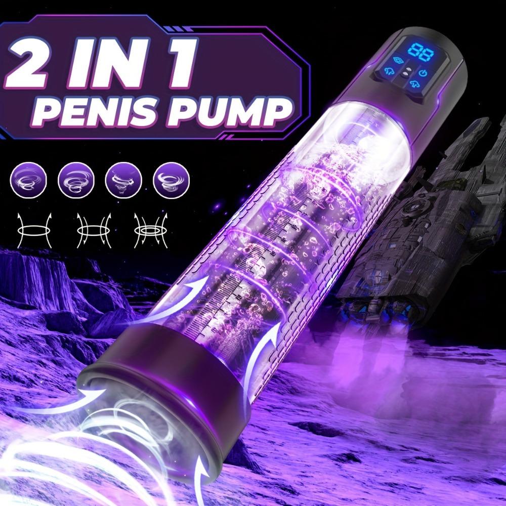Electric Penis Pump Waterproof Vacuum Pump for Men, 4 Smart Modes + 3 Suction Levels, Auto Masturbation Device with 2 Sleeves, Adult Sex Toy