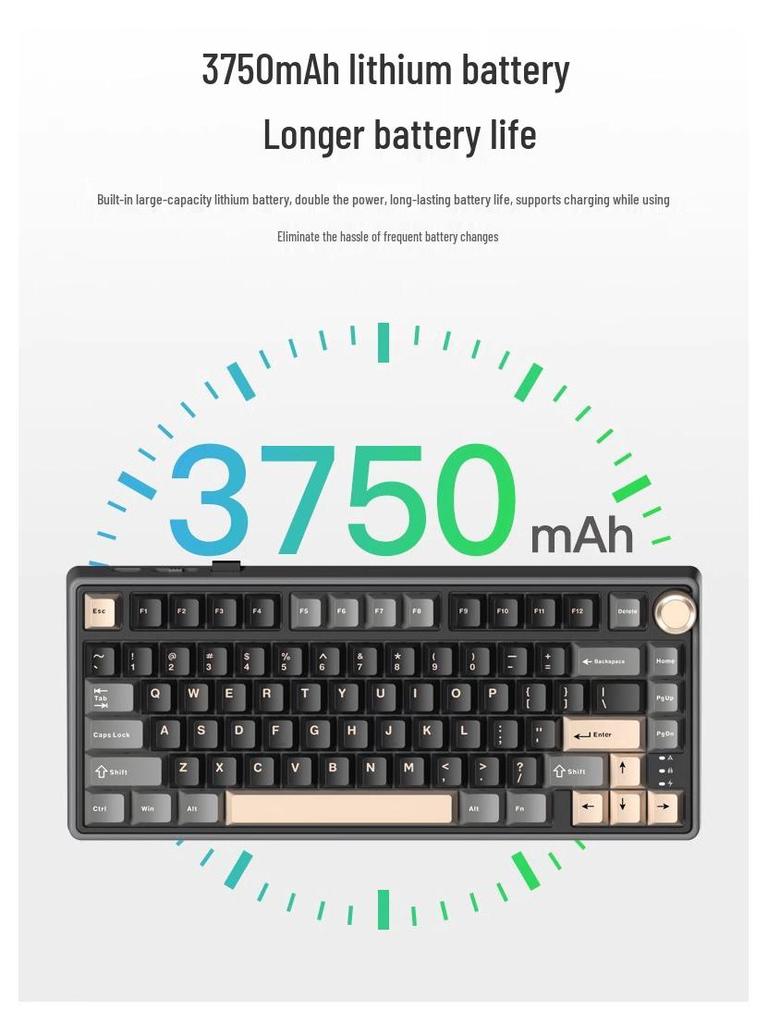 RKR75 Bluetooth Tri-Mode RGB Hot-Swappable Mechanical Keyboard for Esports