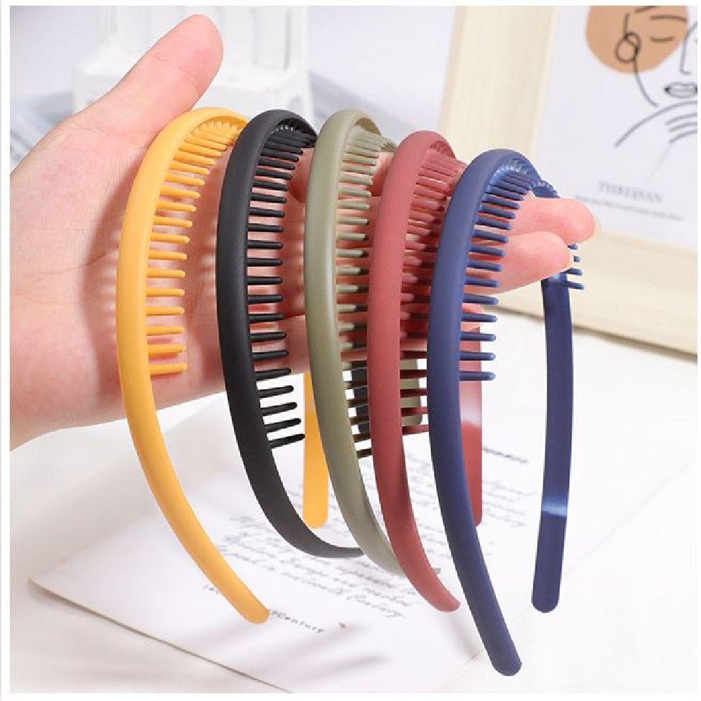 Hair Accessories Solid Color Matte Headband Non-slip Toothed Hair Band