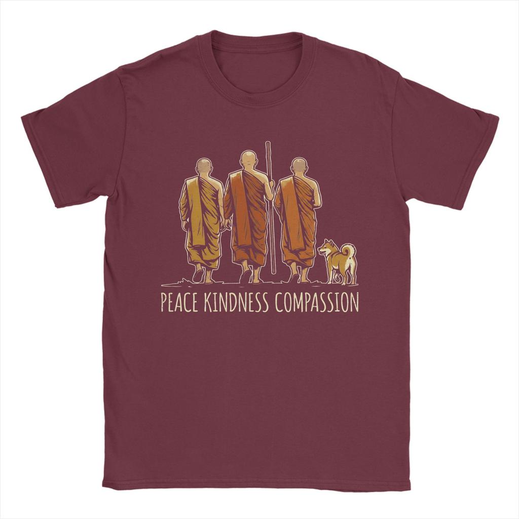 Unisex TShirts Buddhist Monks Peace Kindness Compassion Minimalist Cotton Tee Shirt Short Sleeve T Shirt O Neck Clothes Summer