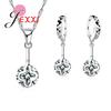 Wedding Accessories Women Jewelry Sets 925 Sterling Silver Austrian Crystal Hollow Necklace Dangle Earrings