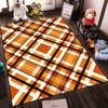 Modern Plaid Pattern Carpet In Brown and Orange, Minimalist Style Rug Suitable for Use As an Anti-slip for Living Room Bedroom Sofas