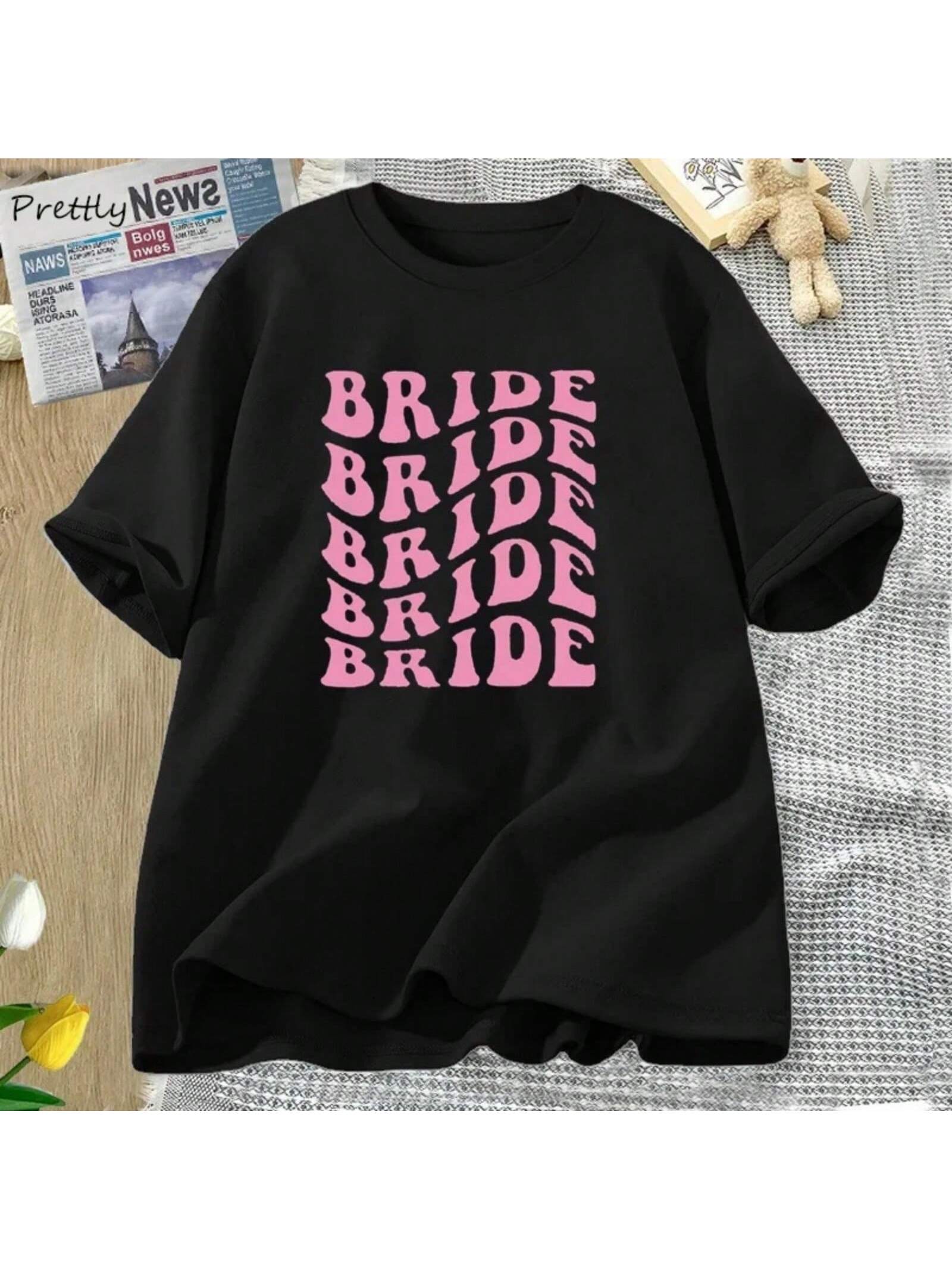 Retro Bride Bridesmaid T-Shirts Wounisex Female Bridal Party Bachelorette Theme Party Tee Shirt Wedding Boho Bride Graphic Tshirt S разноцветный