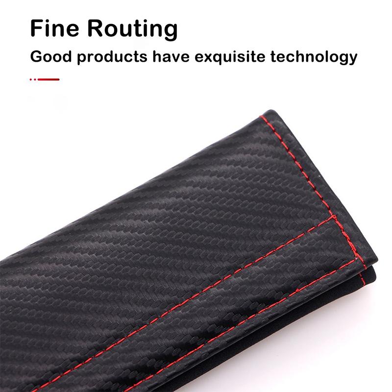 2Pcs Leather Car Seat Belt Covers Shoulder Protection Safety Belt Pads Carbon Fiber Decompression Comfort Auto Accessories