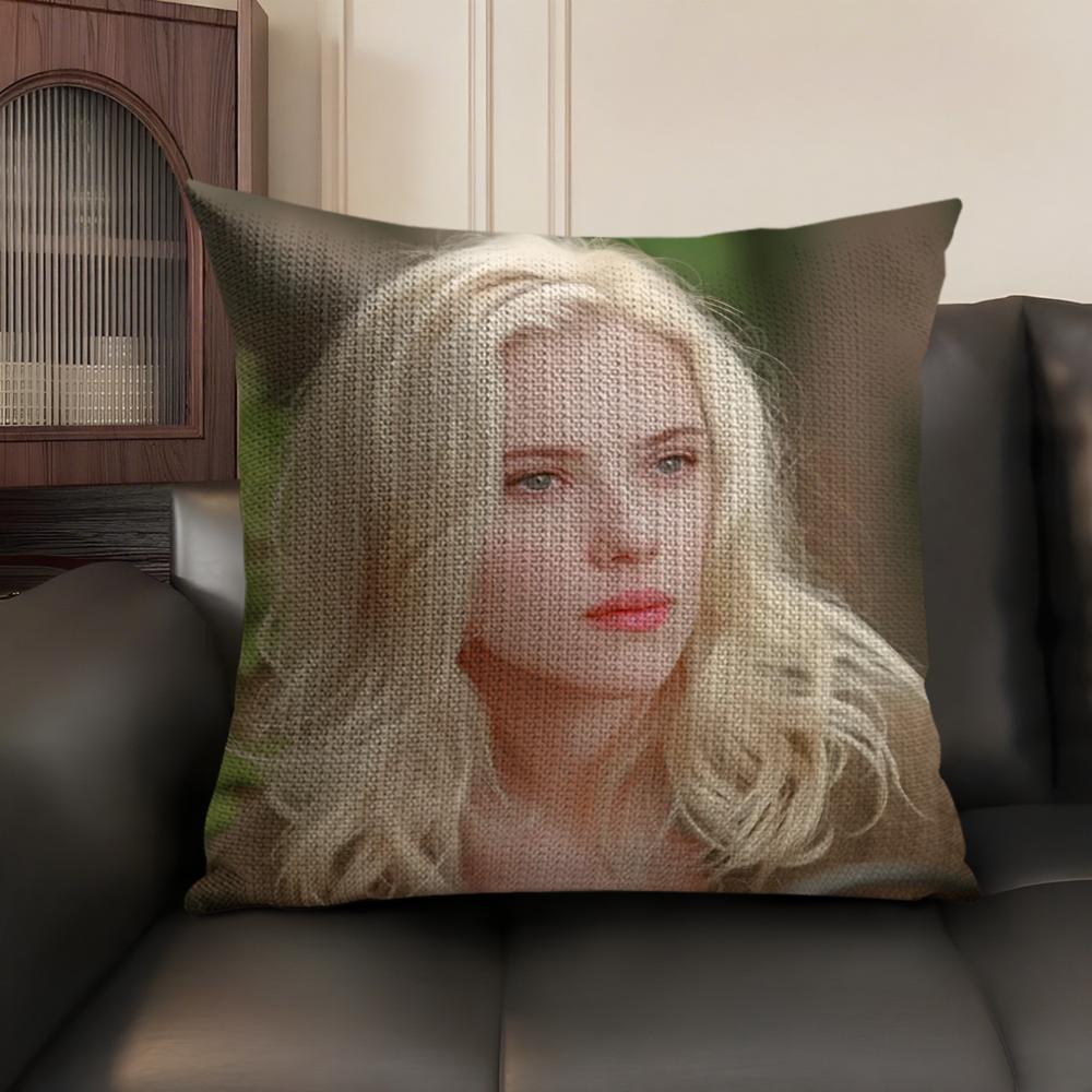 Hot Actor Singer S-Scarlett Johansson Pillow Case Double-Sided Printing Short Plush Sofa Cushion Cover Bedroom Bedside Pillow