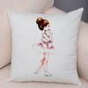 Cute Watercolor Ballerina Cushion Cover Pink Tutu Design Soft Throw Pillow Home Sofa Bedroom Decor Gift for Girls xcm