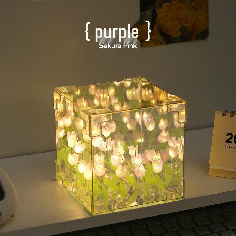 Creative 3D Tulip Night Light Rubik's Cube - Handmade Gift for Girlfriend, Birthday, or Valentine's Day
