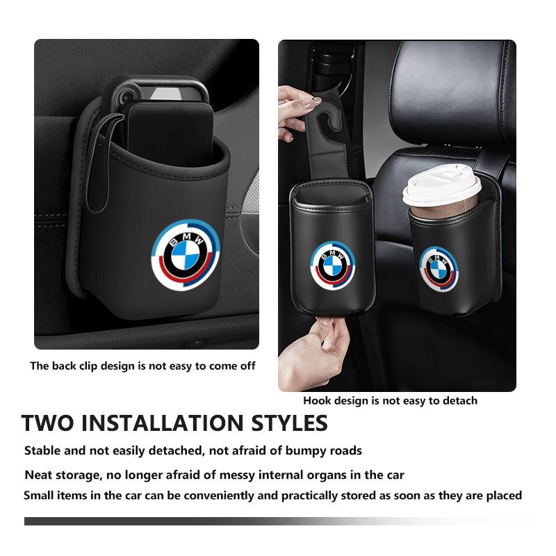 Leather Car Seat Cup Holder Hang Drink Storage Box Accessorie For BMW X1 X3 E39 E46 E30 E36 E87 E60 E90 F26 G02 E70 F15 E53 G05 wzdr27