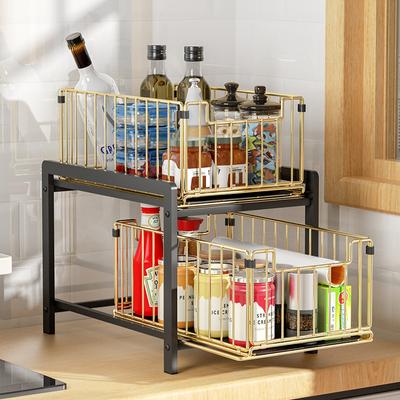2 poschodový organizér pod umývadlo Posuvná skrinka Organizér koša Úložný stojan Kúpeľňa Kuchyňa Organizér