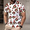 Men s Plus Size Round Neck Short Sleeve Christmas Robin Holly Printed White Pullover T Shirt