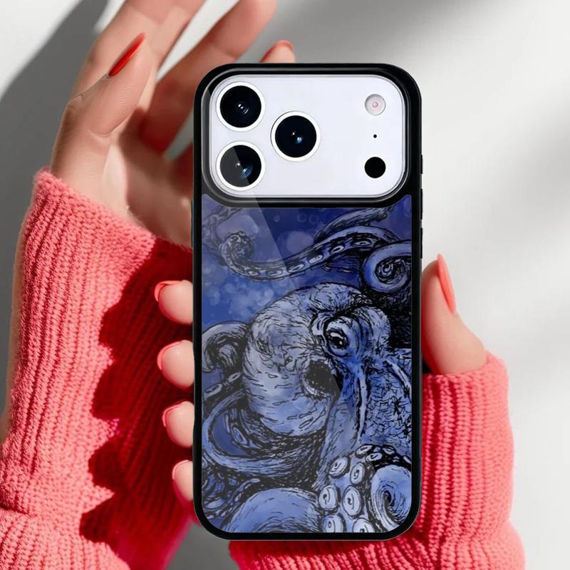 Marine Life Ocean Octopus Phone Case for iPhone 17 16 15 14 13 Pro Max Back Cover for 12 11 Pro Coque