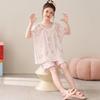 Kids Cotton Cartoon Pajama Set Short Sleeve Sleepwear Girls Princess Style Two Piece Home Outfit