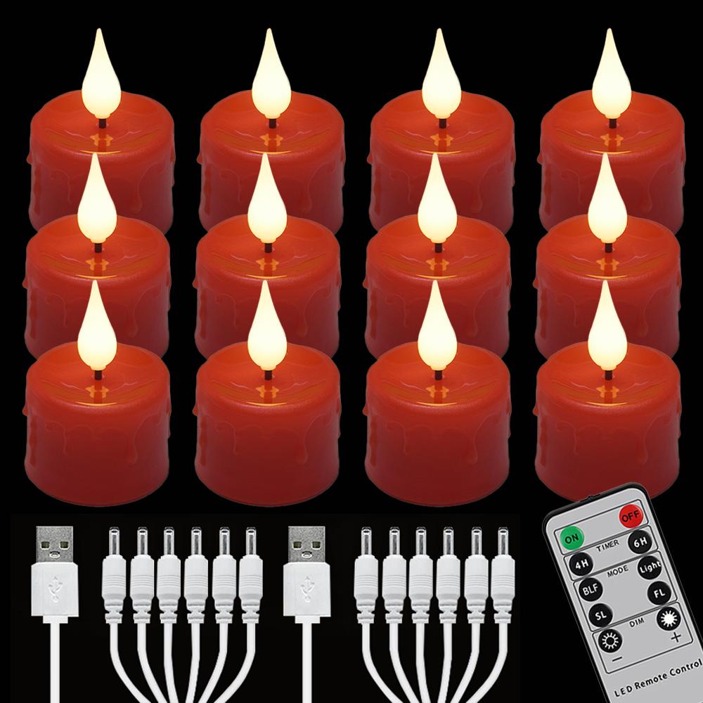 Wiederaufladbare LED-Kerze, flammenlose Kerzen mit Fernbedienung, LED-Licht, Halloween-Lampe, Weihnachten, Wohndekor, Nachtlicht