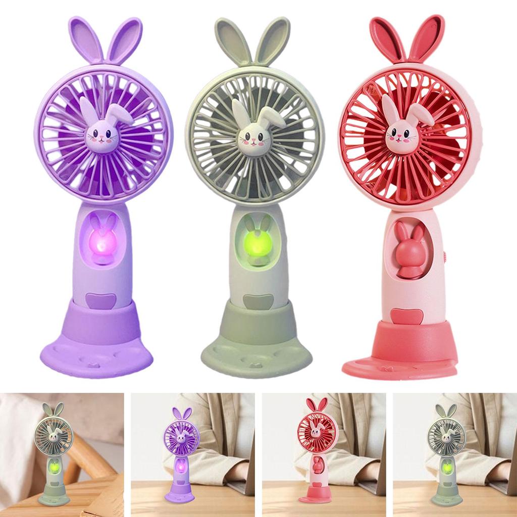 Mini Portable Fan Lightweight USB Rechargeable Cooling Fan Cute Bunny Handheld Fan for Indoor Outdoor Travel Home Party Office
