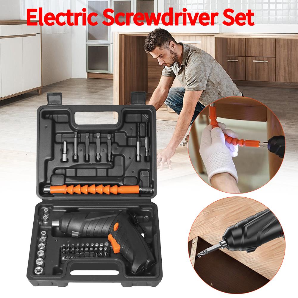 Electric Screwdriver with Rotating Handle LED Light Electric Drill with Driver Bit Set Screw Gun Gifts for Men Him Dad Boyfriend