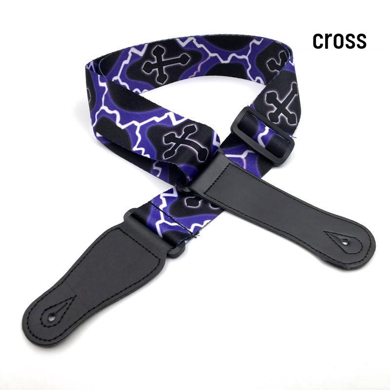 Ethnic Style Polyester Guitar Strap - Folk Classical Design, Widened Shoulder for Electric and Bass Guitars.
