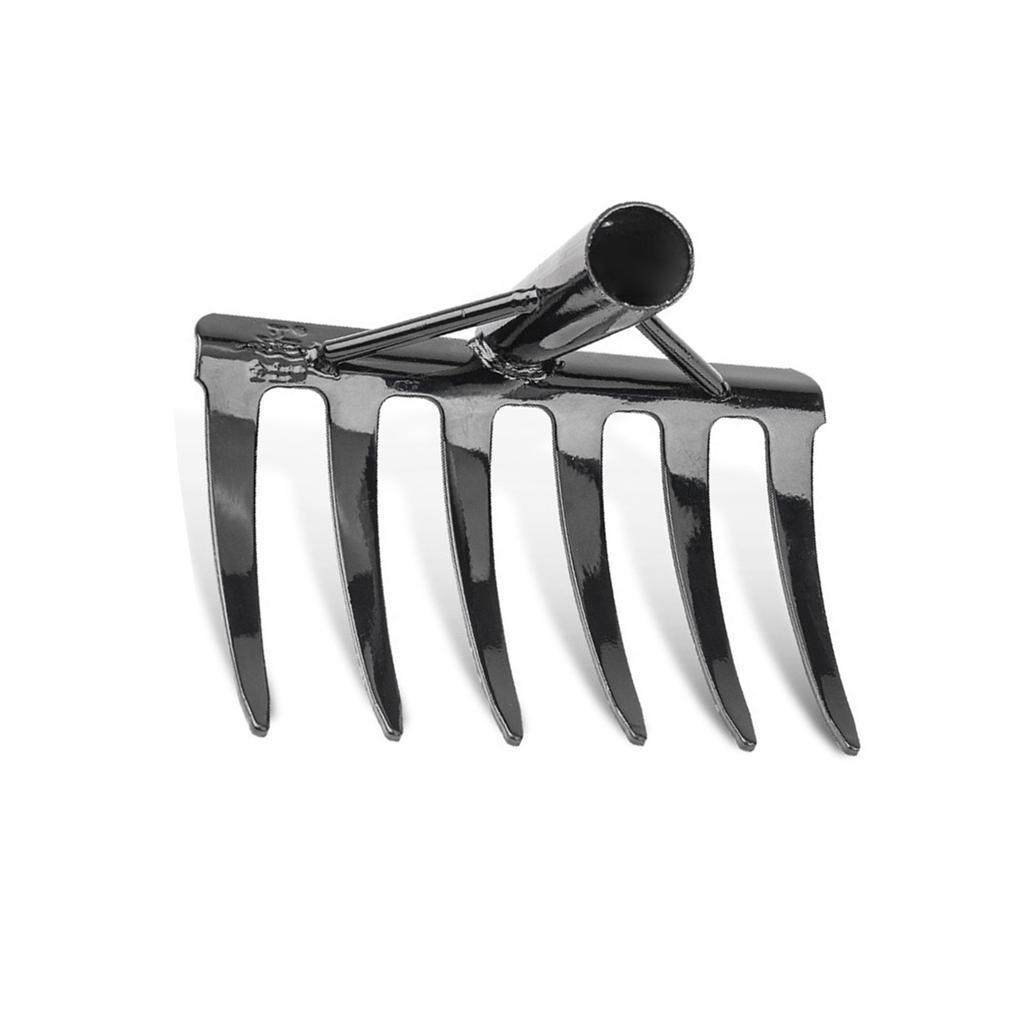 Hochbelastbarer Stahl-Gartenrechen mit 6/8 scharfen Zinken, geeignet für effiziente Rasenpflege und Bodenbelüftung in kleinen Gärten