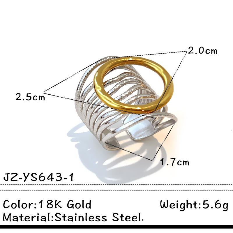Stainles Steel Multi Layer Lines Hollow Rings for Women Men Geometric Gold Color Heart Star Wide Opening Rings Jewelry Wholesale