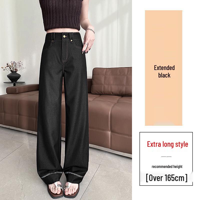 

Tencel Dark Blue Wide-Leg Jeans - Summer 2026 Extra Long Ice Silk Drape Pants 4XL