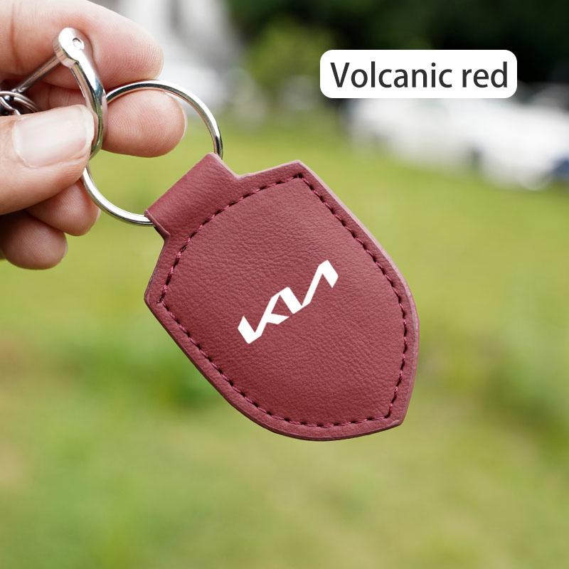 RVGH1 Car Logo Keychain Modeling Leather Key Ring Decorative For Kia GT-Line KN Sportage Ceed Rio Picanto Sorento Soul Cerato Venga