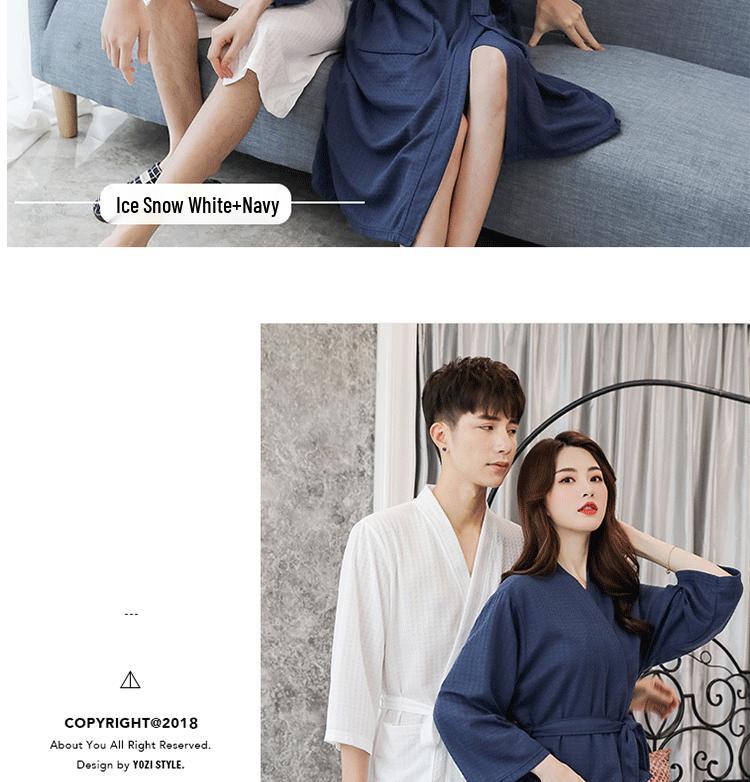 Japanese Style Thin Yukata Pajamas for Spring & Summer - Unisex Plus Size Bathrobe for Women & Men, 200 Jin Beauty Salon, Autumn Pajamas.