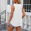 Women's Round Neck Loose Solid Color Hollow Out Sleeveless T-shirt Top